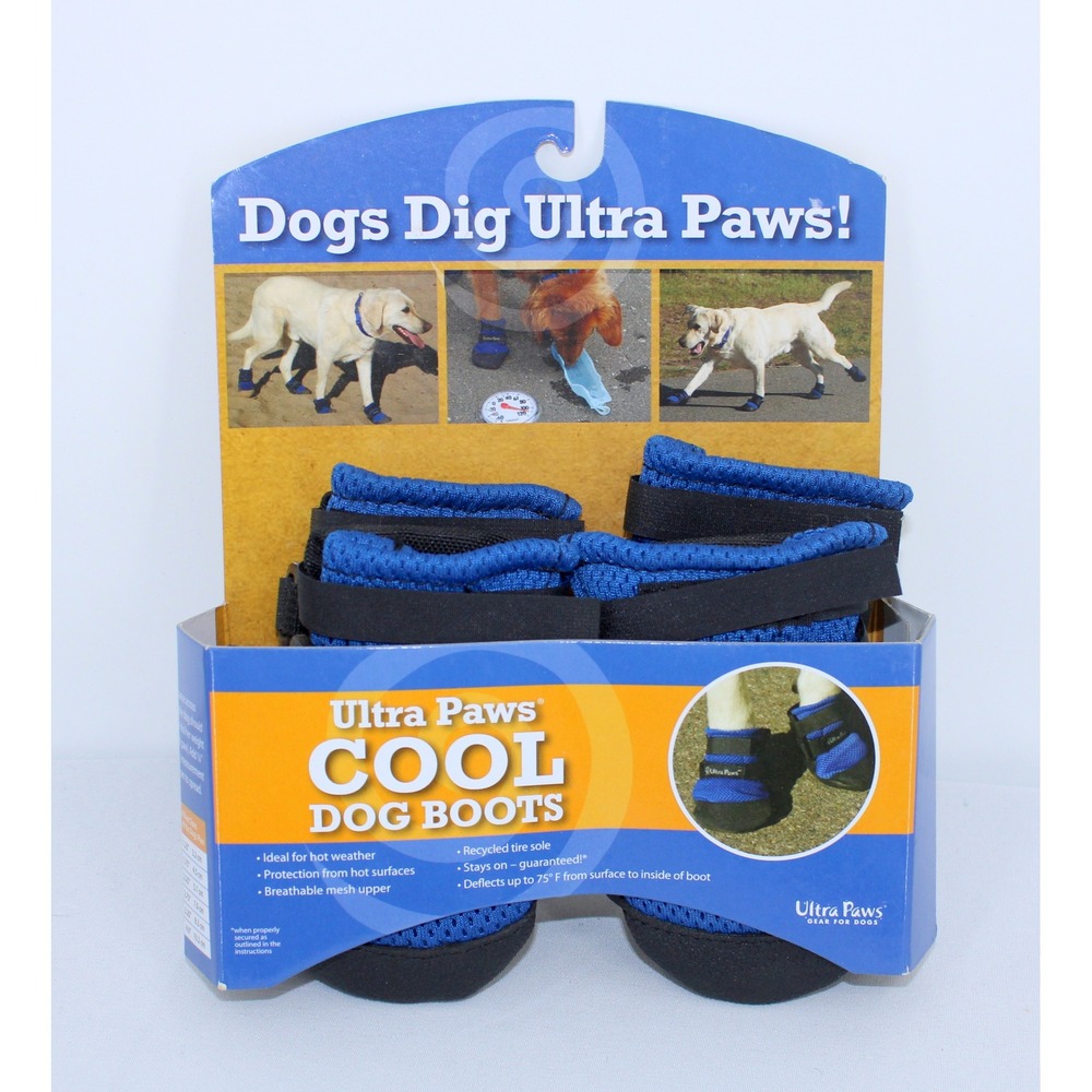 Ultra Paws Cool Dog Boots XSmall Blue Recycled Tire Sole Hot Pavement